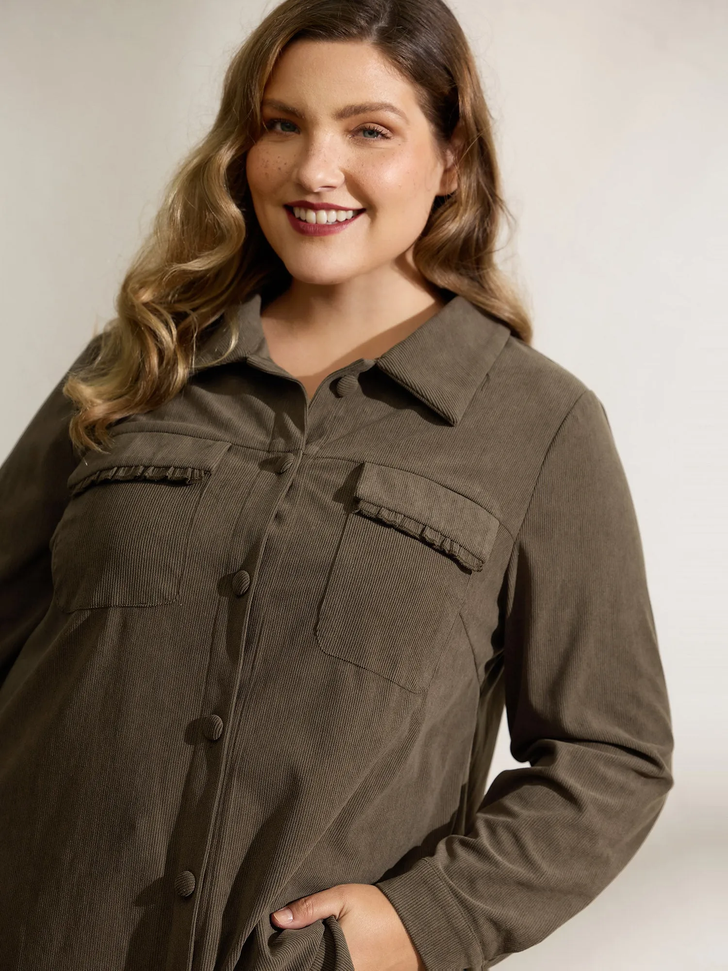 Textured Fringe Button Down Jacket sold by Bloomchic product image thumbnail 2