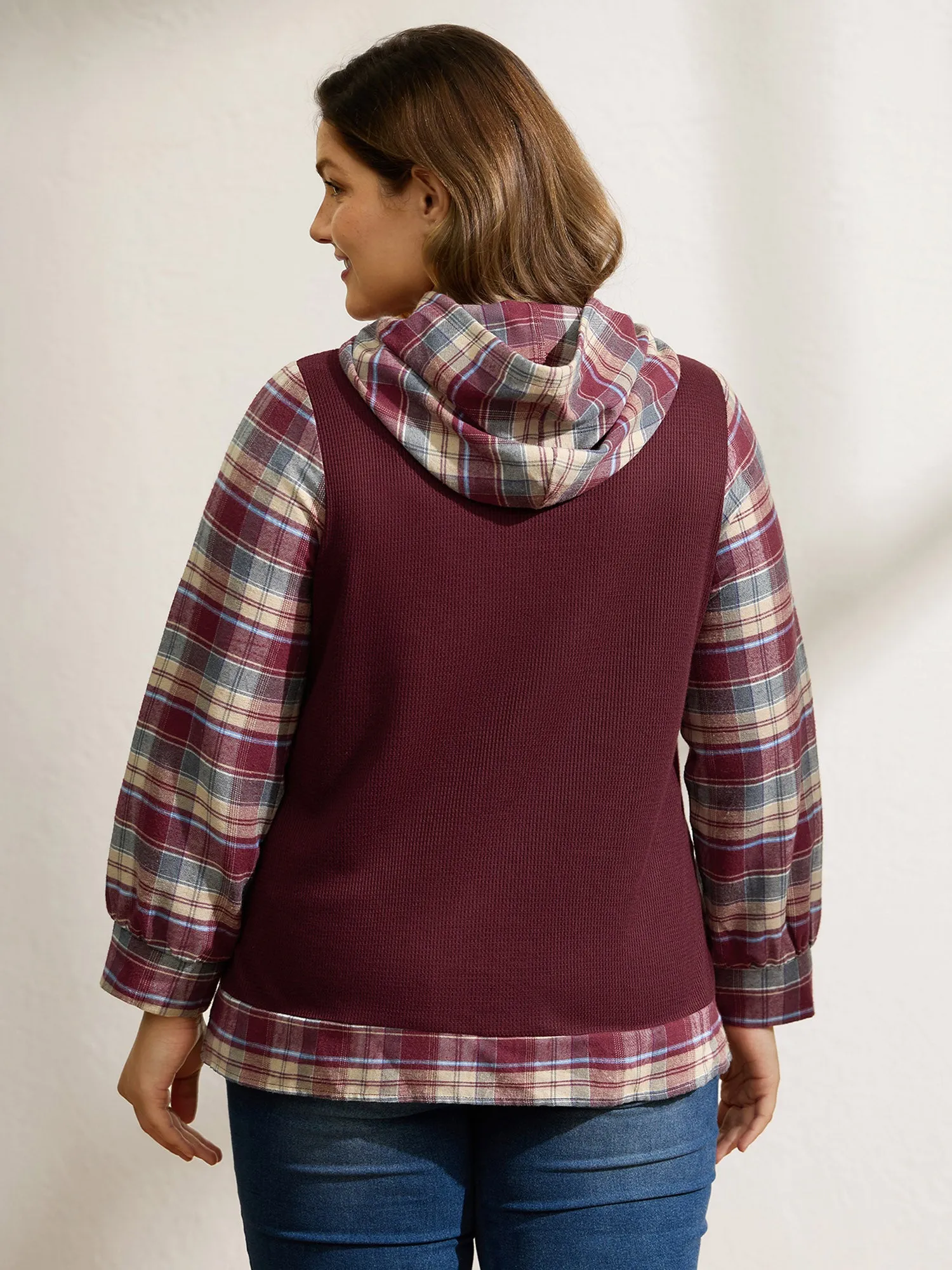 Plaid Star Applique Embroidery Hoodie sold by Bloomchic product image thumbnail 5
