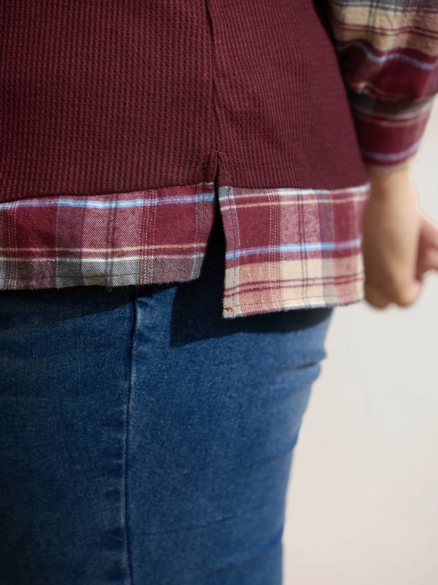 Plaid Star Applique Embroidery Hoodie sold by Bloomchic product image thumbnail 4