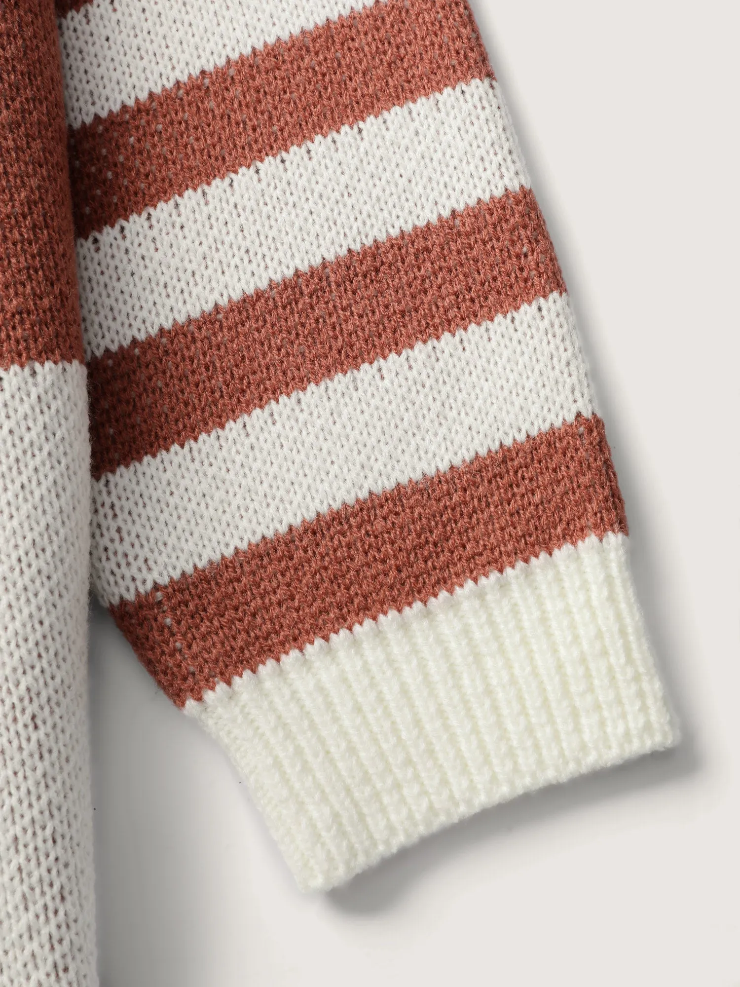 Checkered Floral Stripe Sleeve Jacquard Pullover sold by Bloomchic product image thumbnail 5