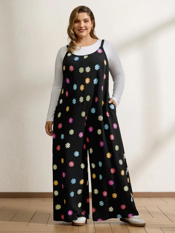 Colorful Floral Print Wide-Leg Jumpsuit sold by Bloomchic