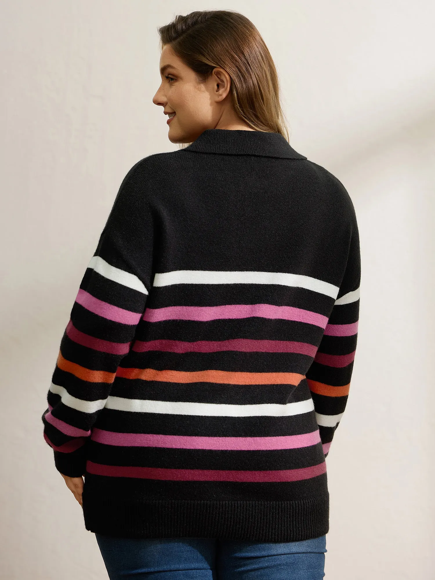Supersoft Polo Collar Colorful Stripes Pullover sold by Bloomchic product image thumbnail 4