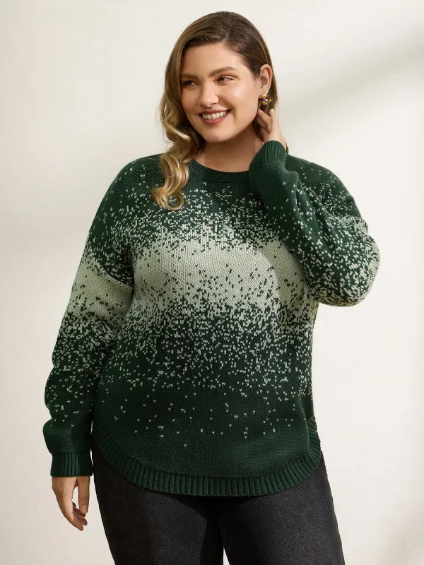 Gradient Color Sprinkle Curvy Hem Pullover sold by Bloomchic