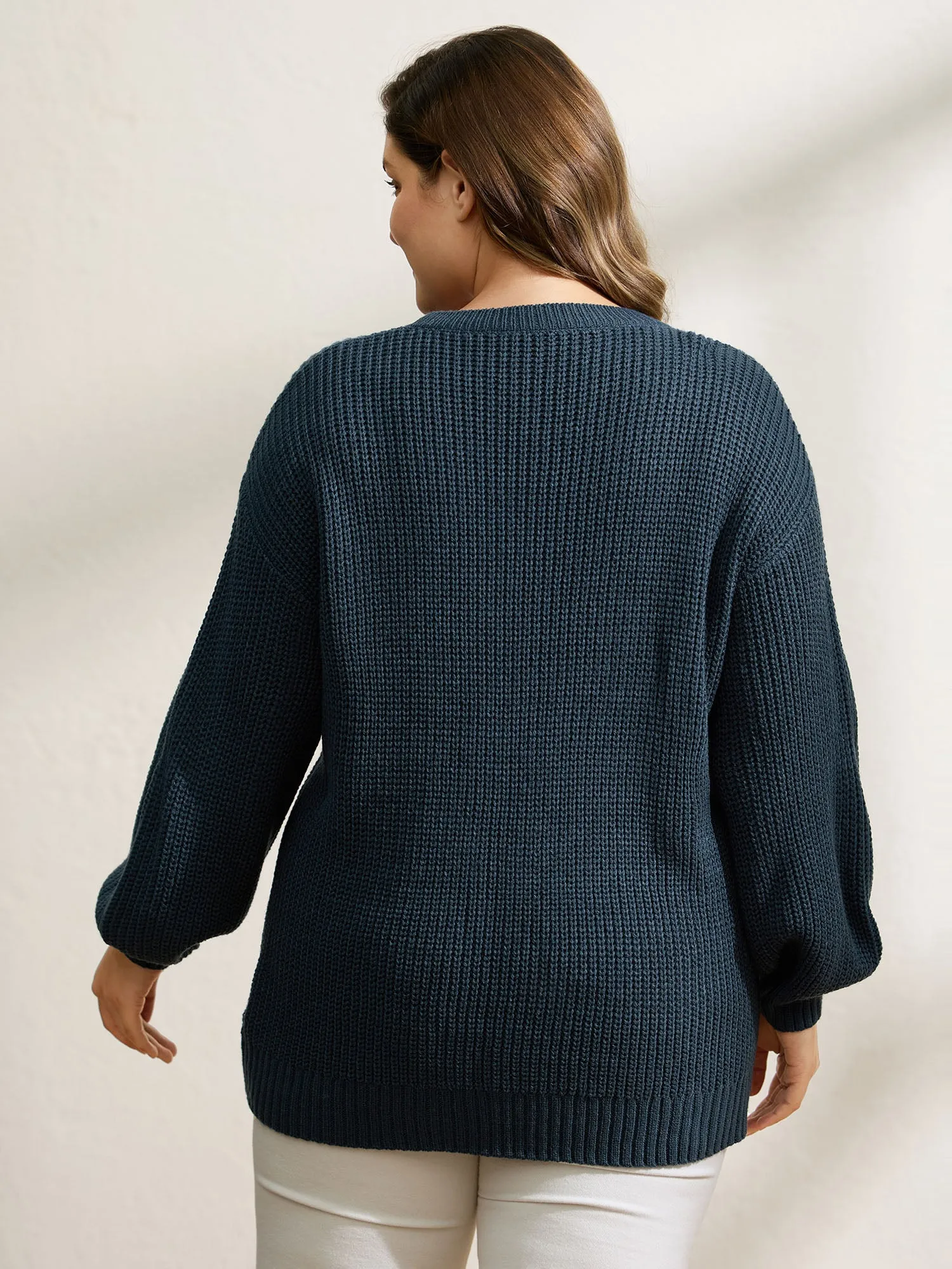 Floral Embroidery Textured Relaxed-Fit Pullover sold by Bloomchic product image thumbnail 4