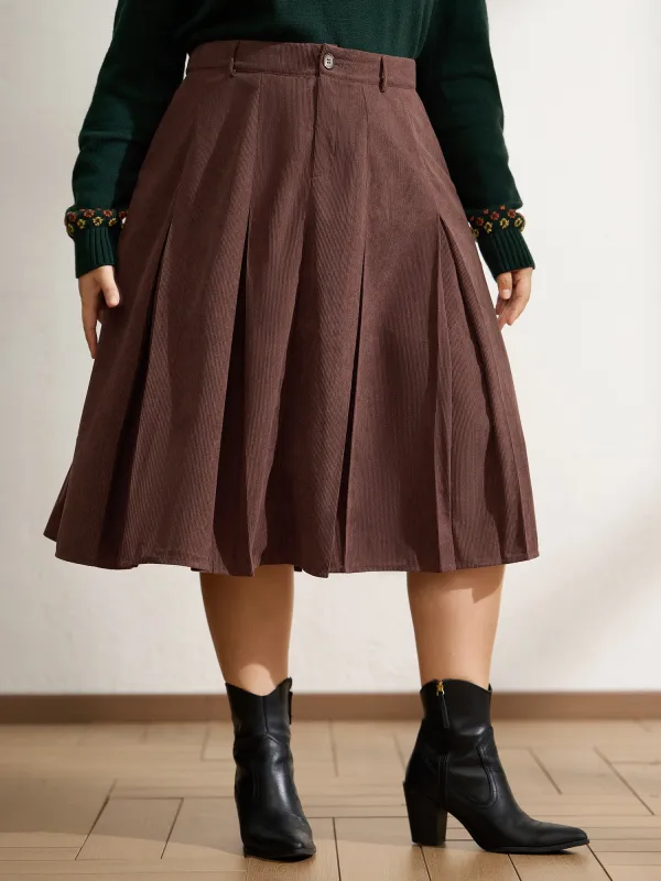 Pleated Waist-Defining Midi Skirt sold by Bloomchic