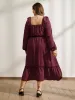 Shirred Bodice Ruffled Tiered Maxi Dress sold by Bloomchic