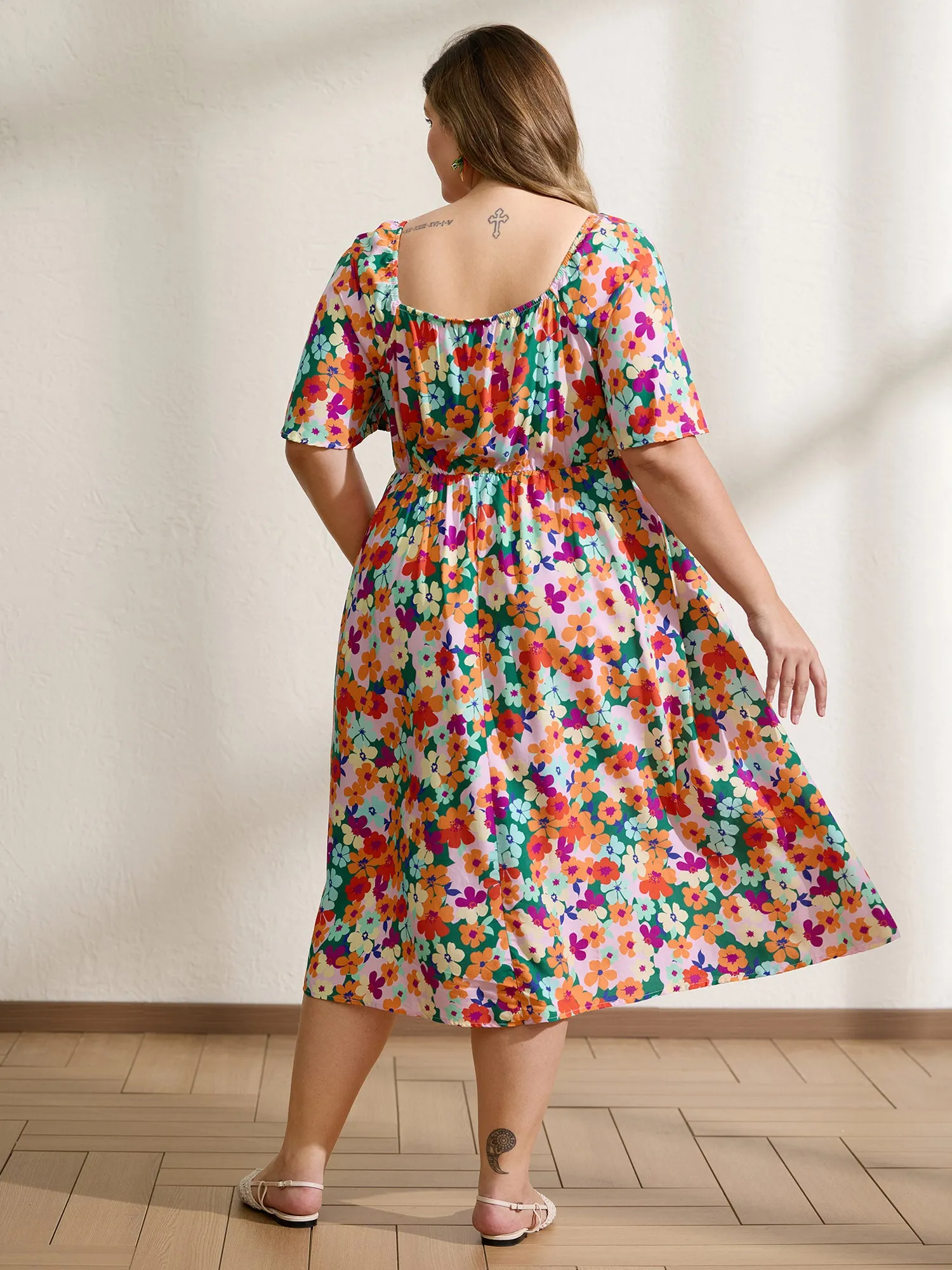 Floral Print Twist Knot Midi Dress sold by Bloomchic product image thumbnail 4