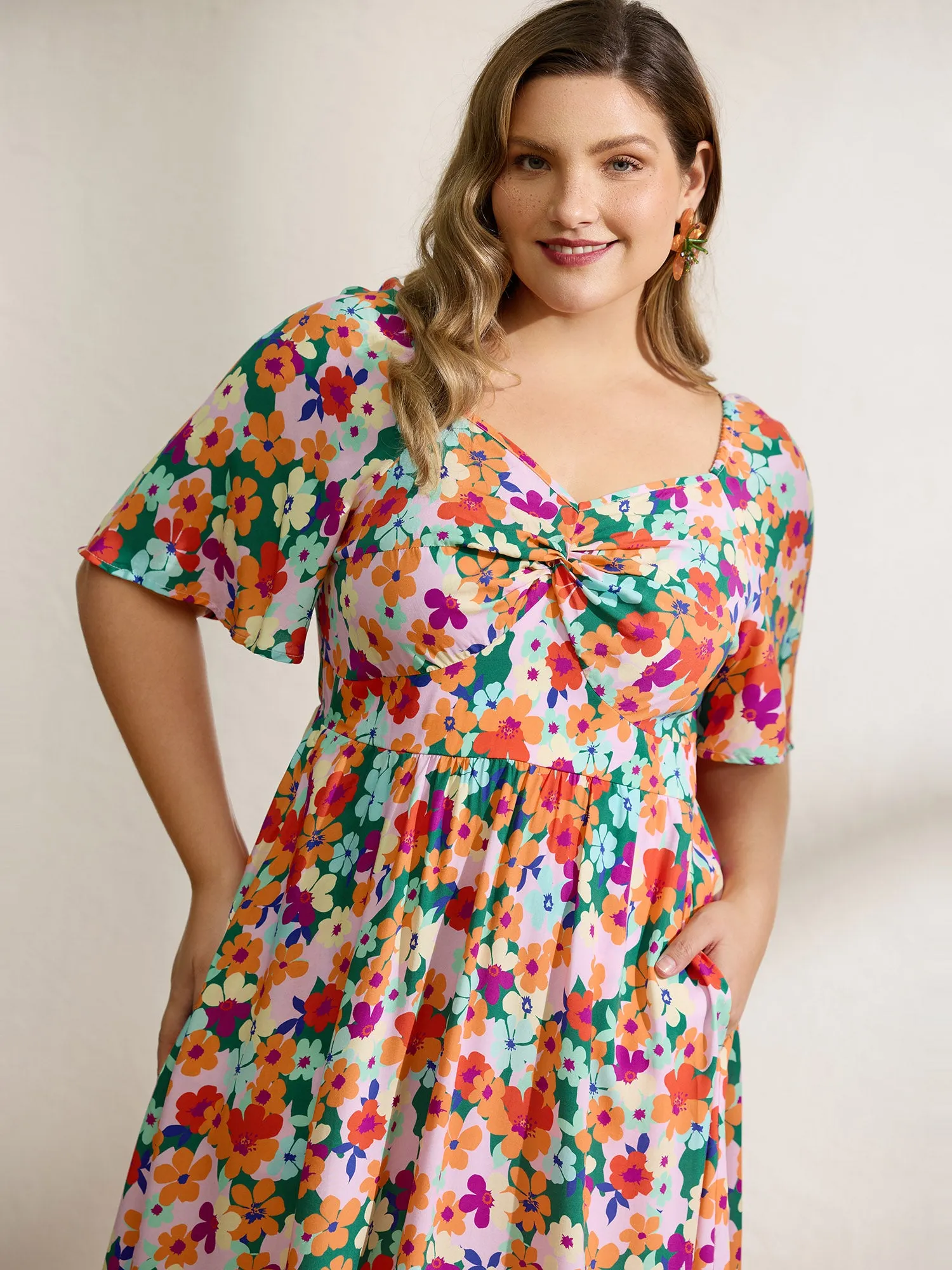 Floral Print Twist Knot Midi Dress sold by Bloomchic product image thumbnail 2