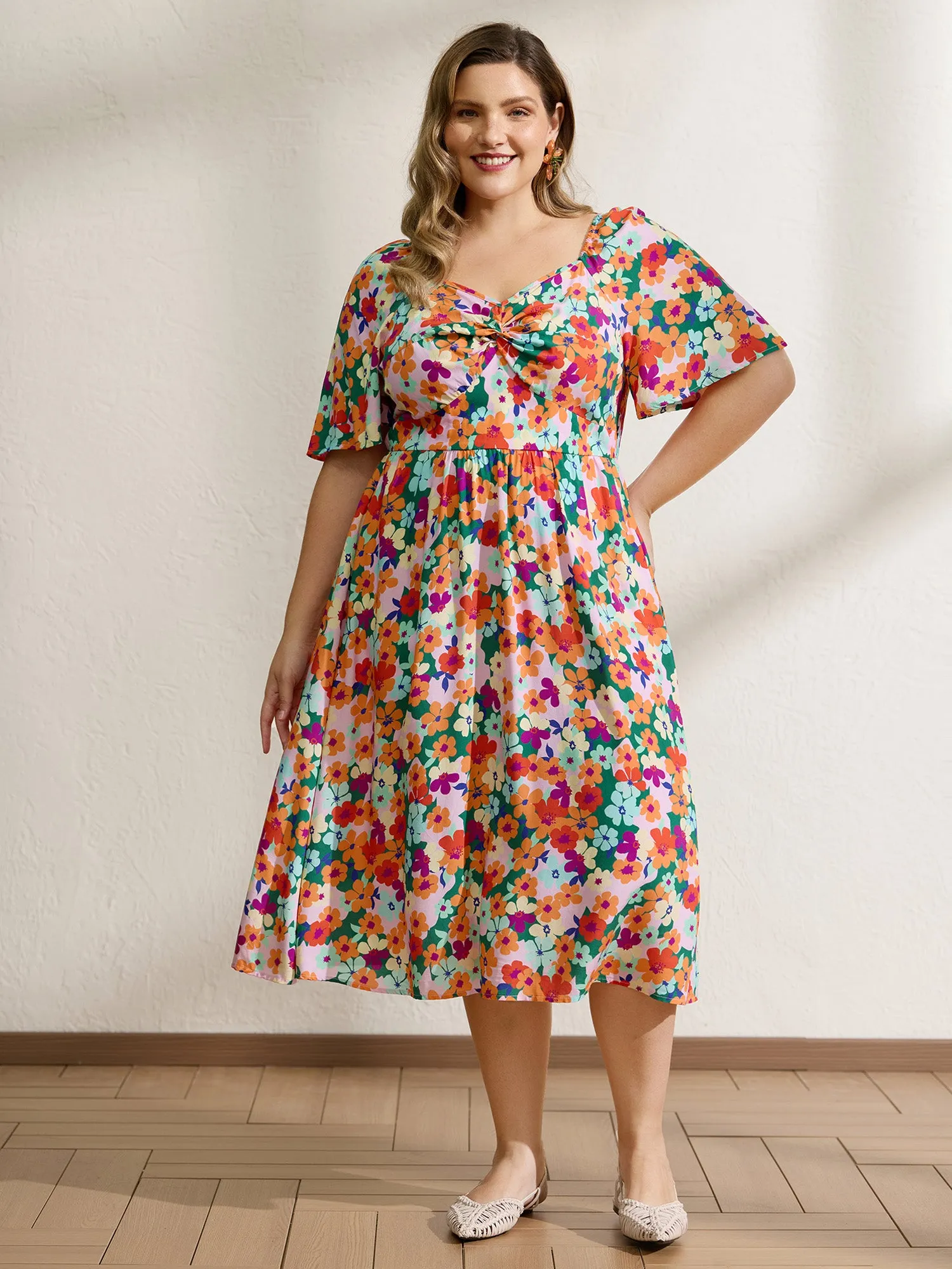 Floral Print Twist Knot Midi Dress sold by Bloomchic product image thumbnail 3