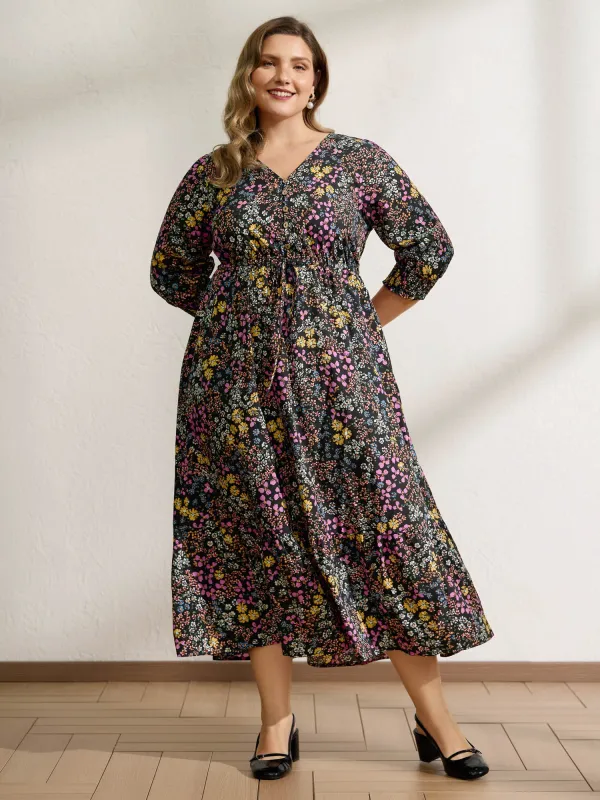 Floral Print Smocked Pockets Maxi Dress sold by Bloomchic
