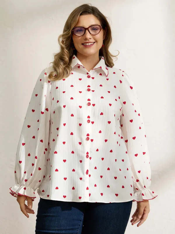 Textured Heart Embroidered Collar Blouse sold by Bloomchic