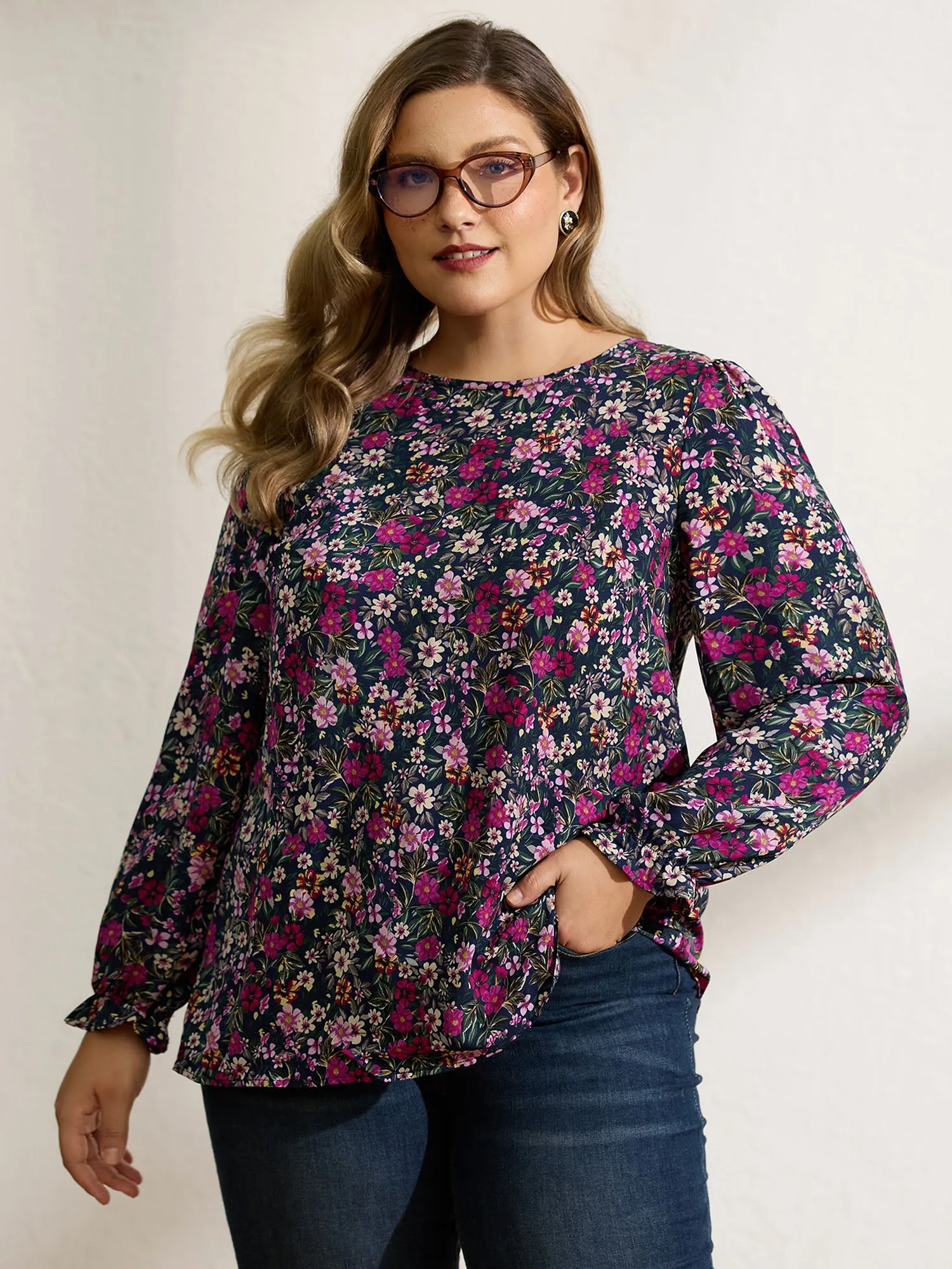 Floral Print Back Bowknot Blouse sold by Bloomchic product image thumbnail 2