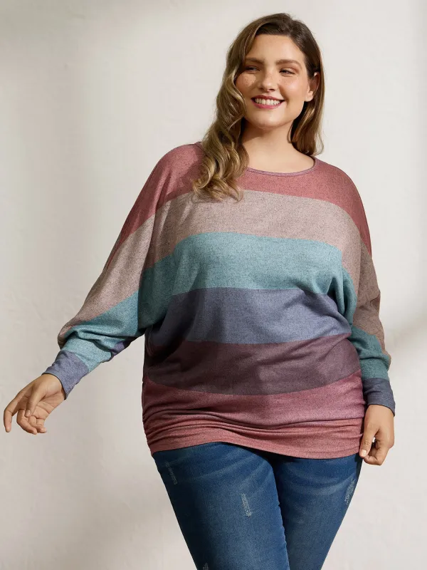 Colorful Stripes Dolman Sleeve T-Shirt sold by Bloomchic