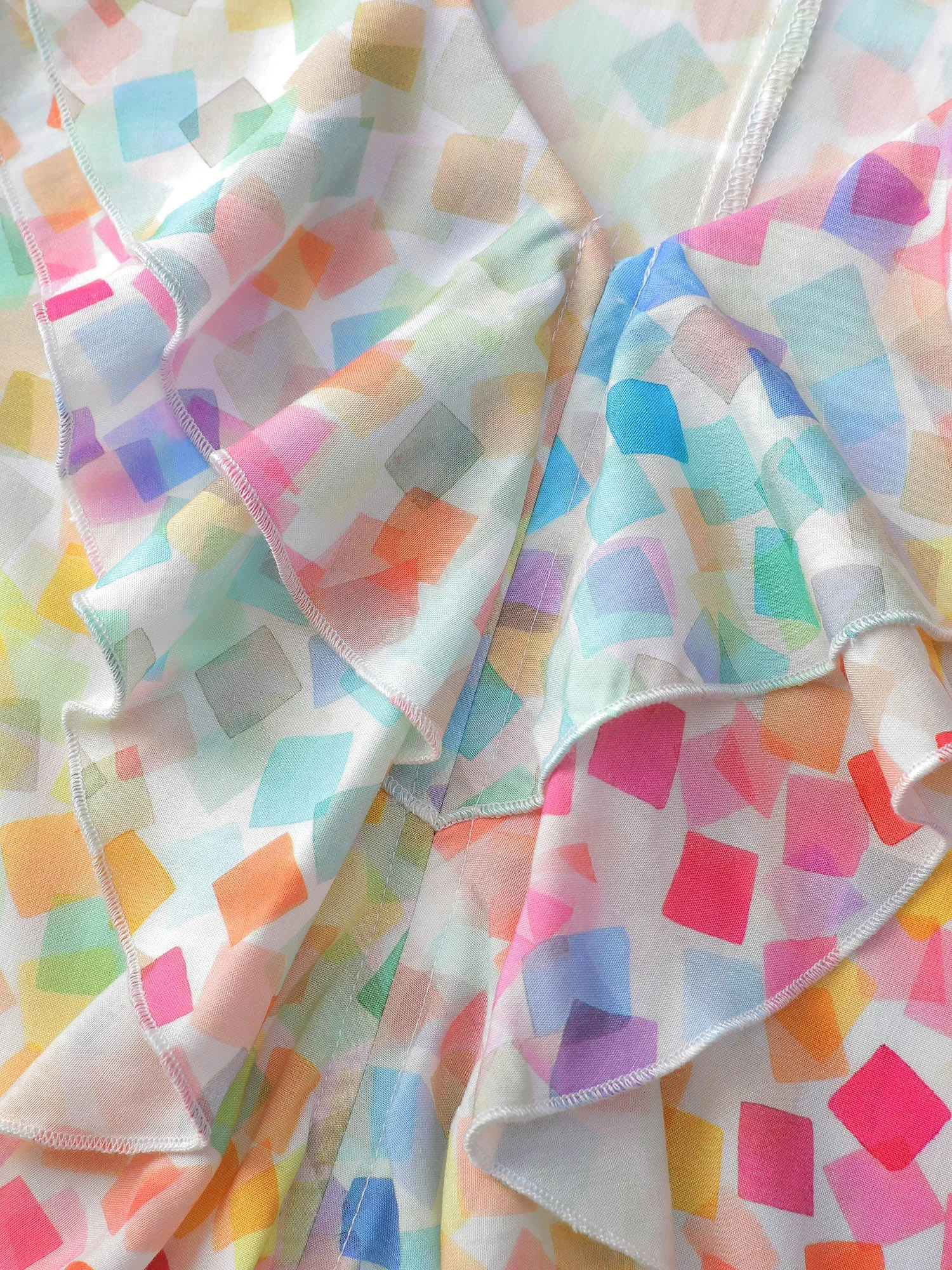 Ruffled Neckline Colorful Geometric Rayon Blouse sold by Bloomchic product image thumbnail 5