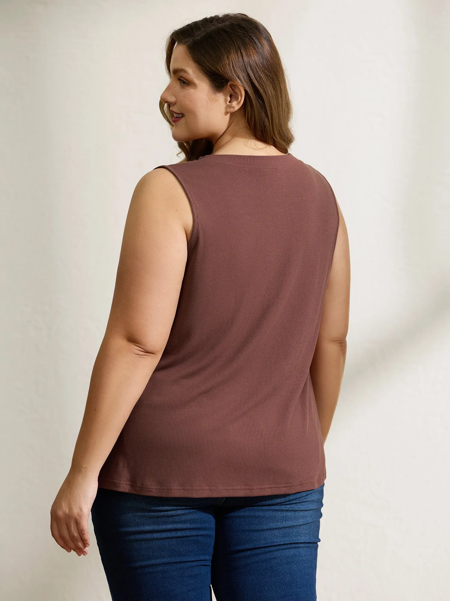 Half Button Placket Drape Tank Top sold by Bloomchic product image thumbnail 4