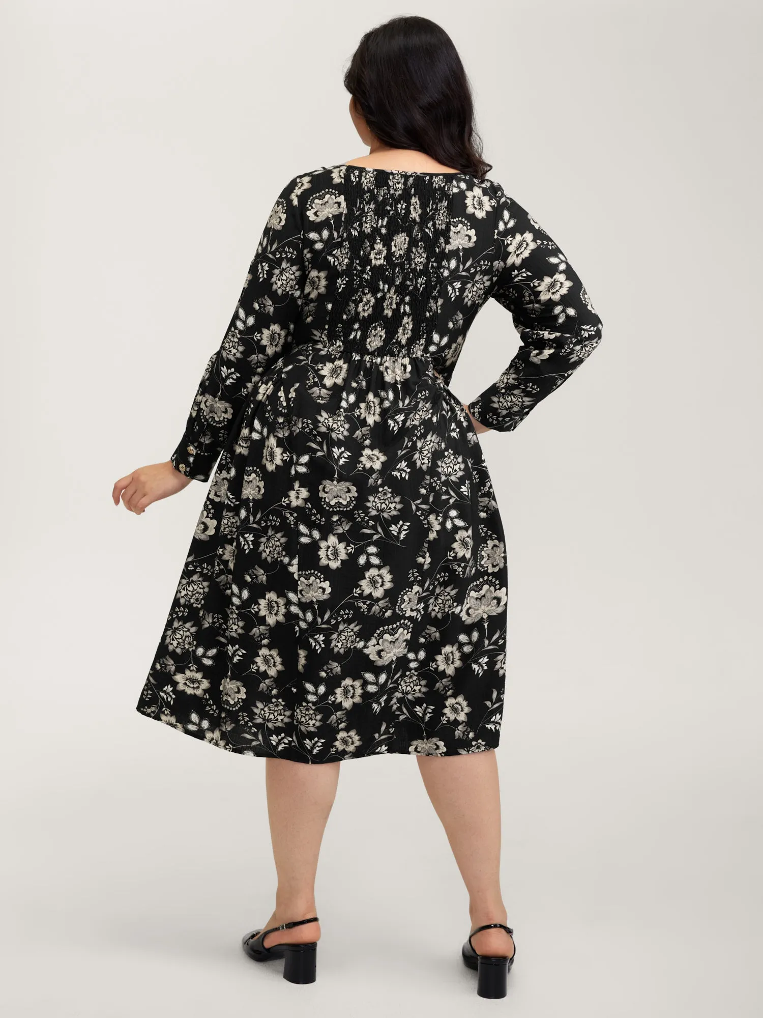 Floral Print Boat Neckline Midi Dress sold by Bloomchic product image thumbnail 5