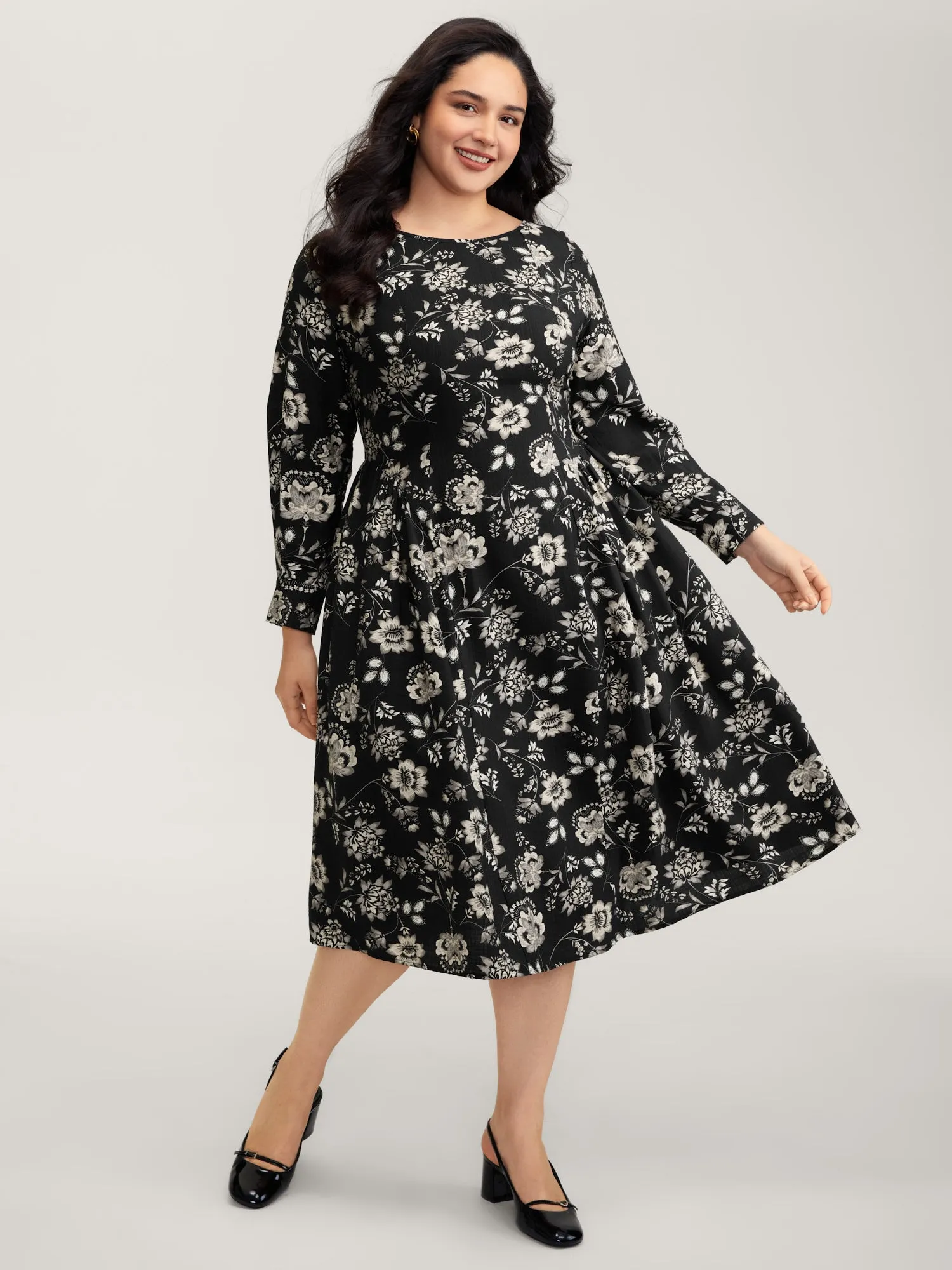 Floral Print Boat Neckline Midi Dress sold by Bloomchic