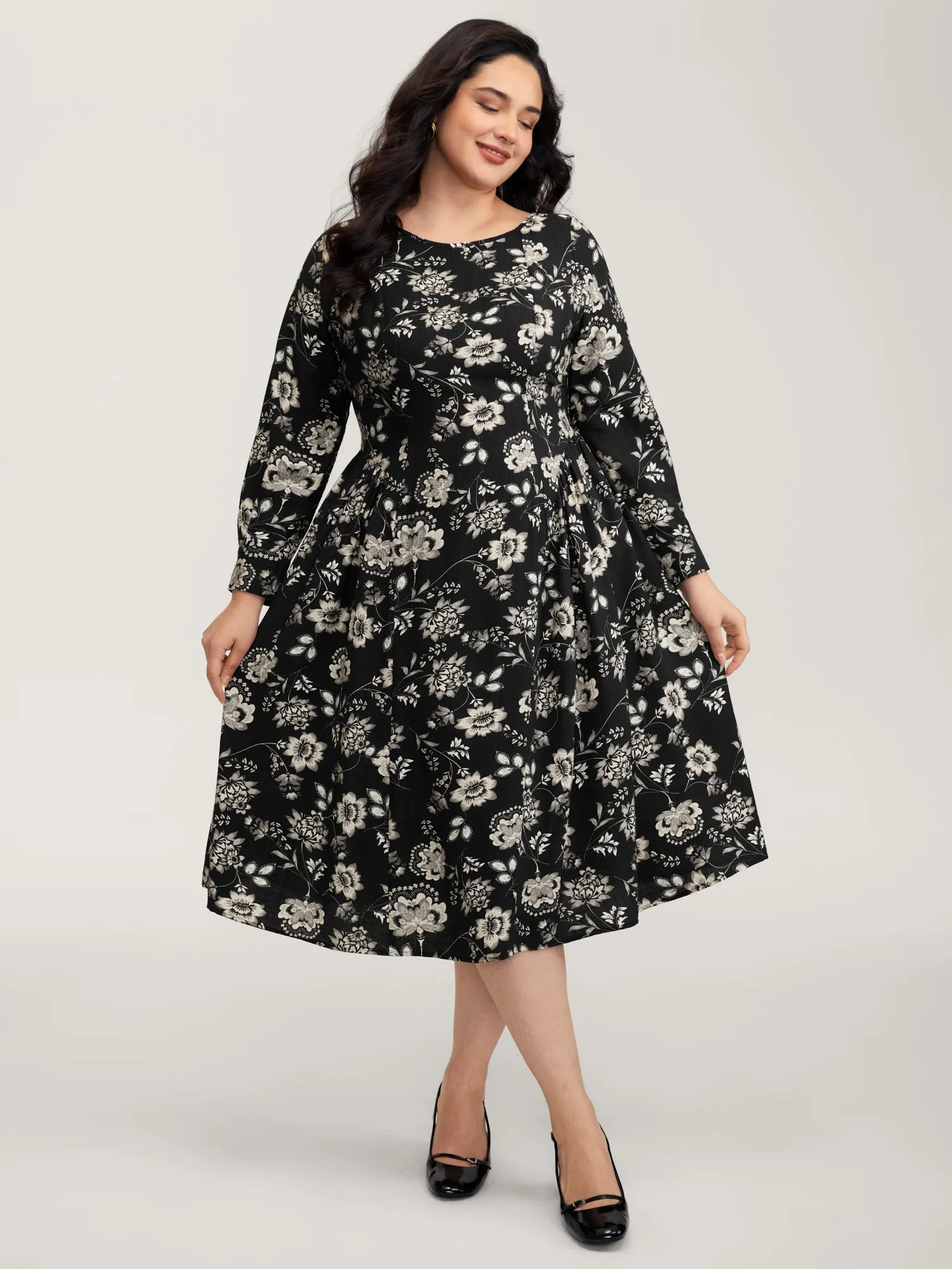 Floral Print Boat Neckline Midi Dress sold by Bloomchic product image thumbnail 4