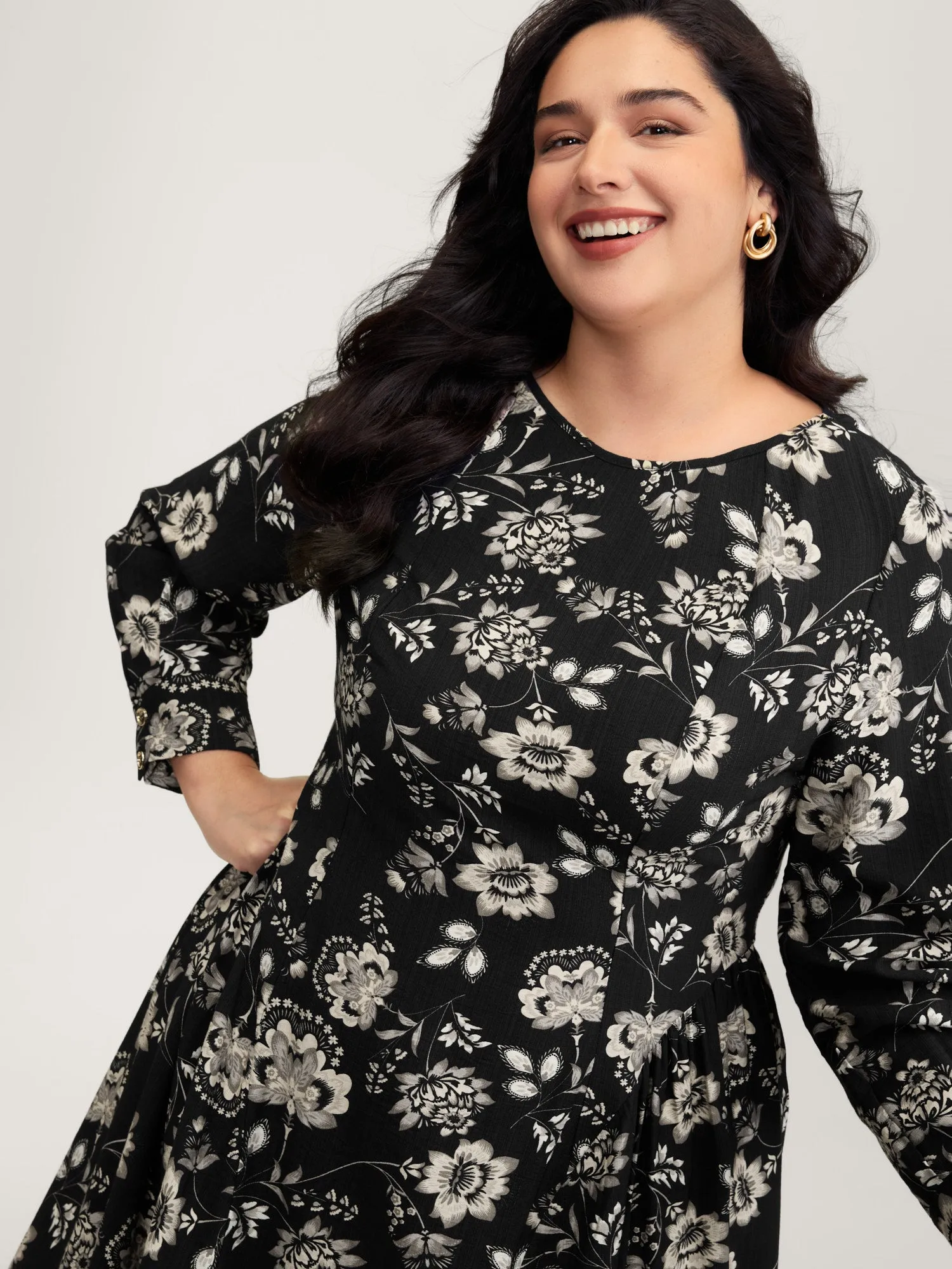 Floral Print Boat Neckline Midi Dress sold by Bloomchic product image thumbnail 2