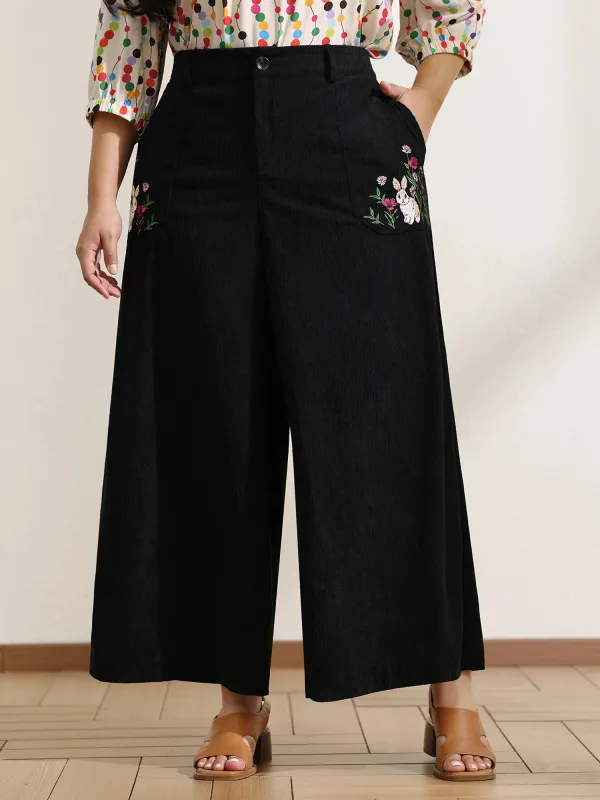 Floral Embroidery Wide-Leg Pants sold by Bloomchic