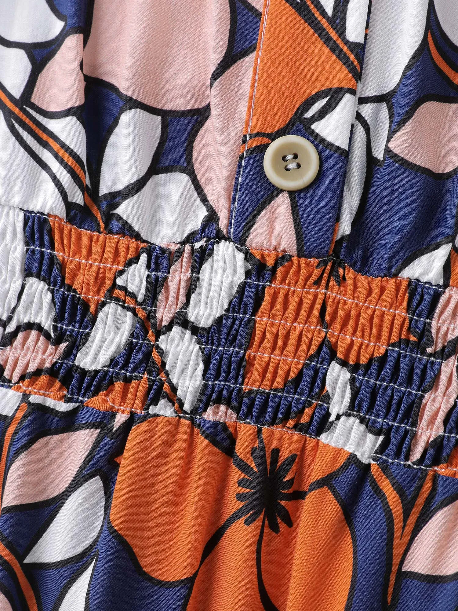 Floral Print Shirred Notched Neckline Midi Dress sold by Bloomchic product image thumbnail 5