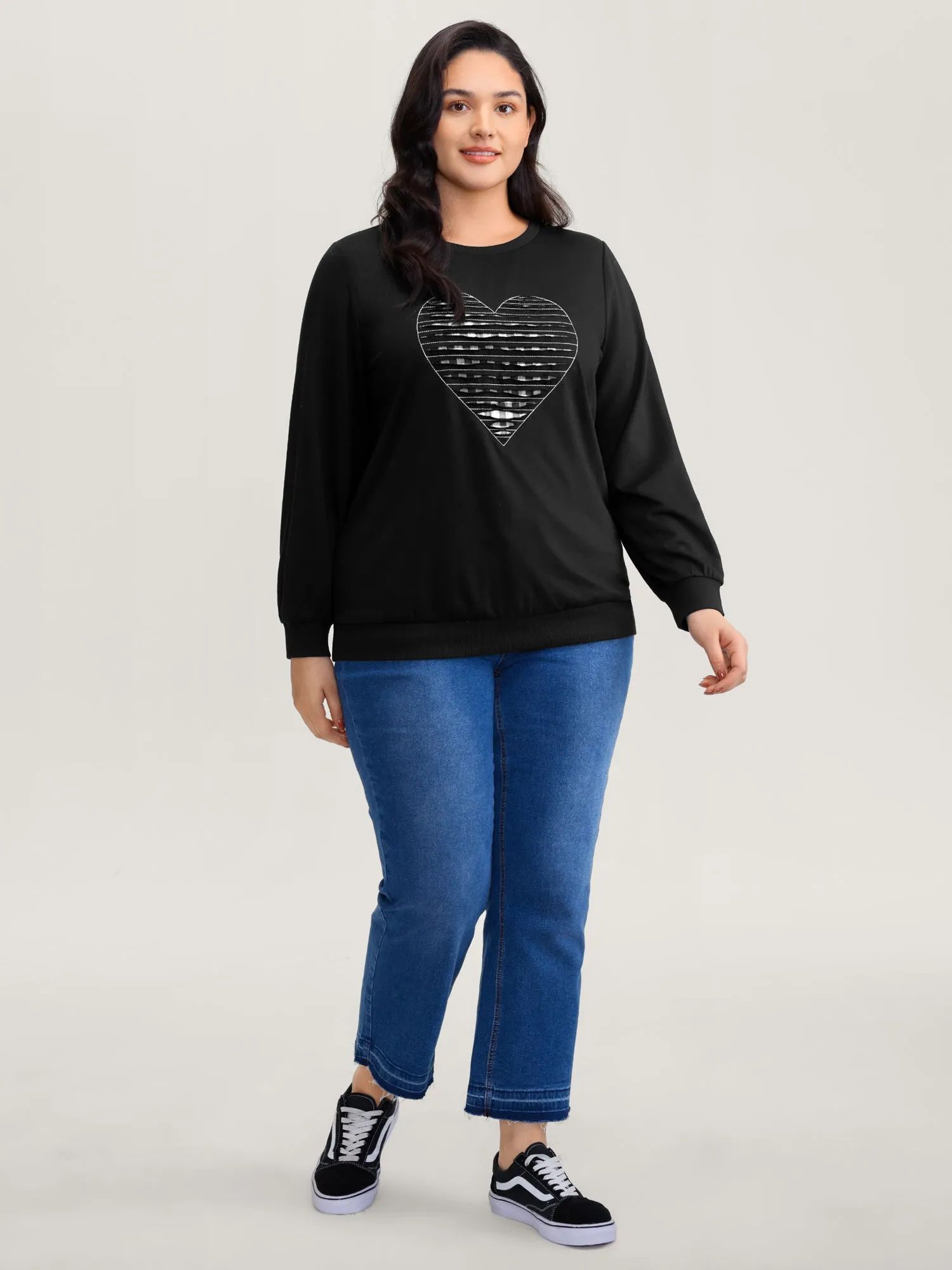 Supersoft Heart Cut-Out Embroidery Sweatshirt sold by Bloomchic product image thumbnail 3