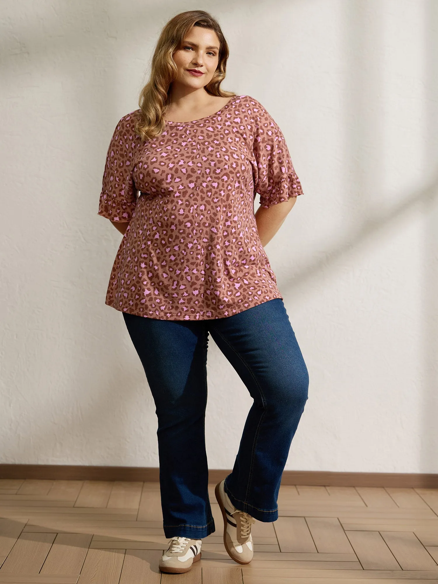 Blushing Leopard Print Cross-Strap Back T-Shirt sold by Bloomchic product image thumbnail 3