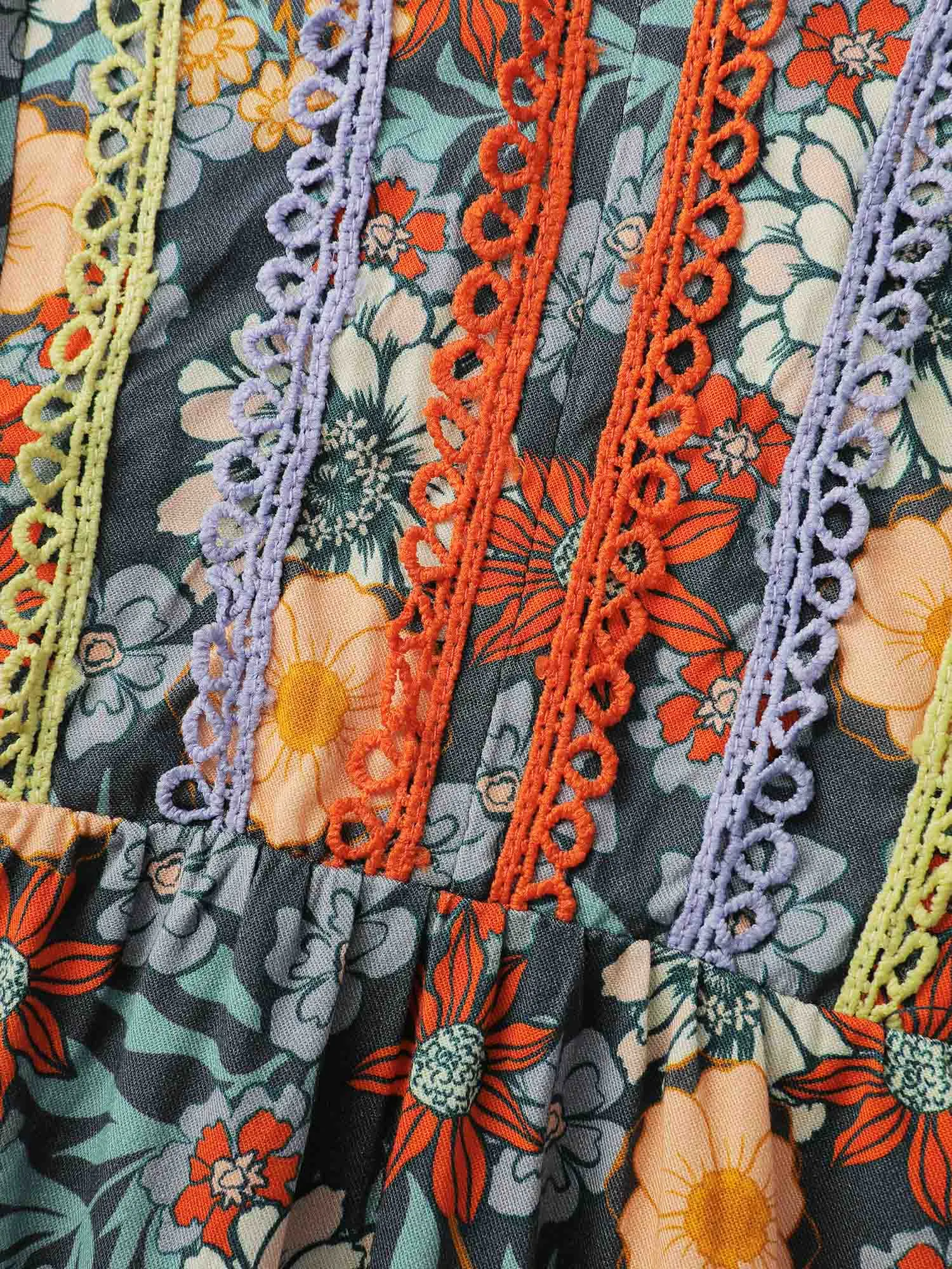 Cozy Floral Print Lace Trim Blouse sold by Bloomchic product image thumbnail 5