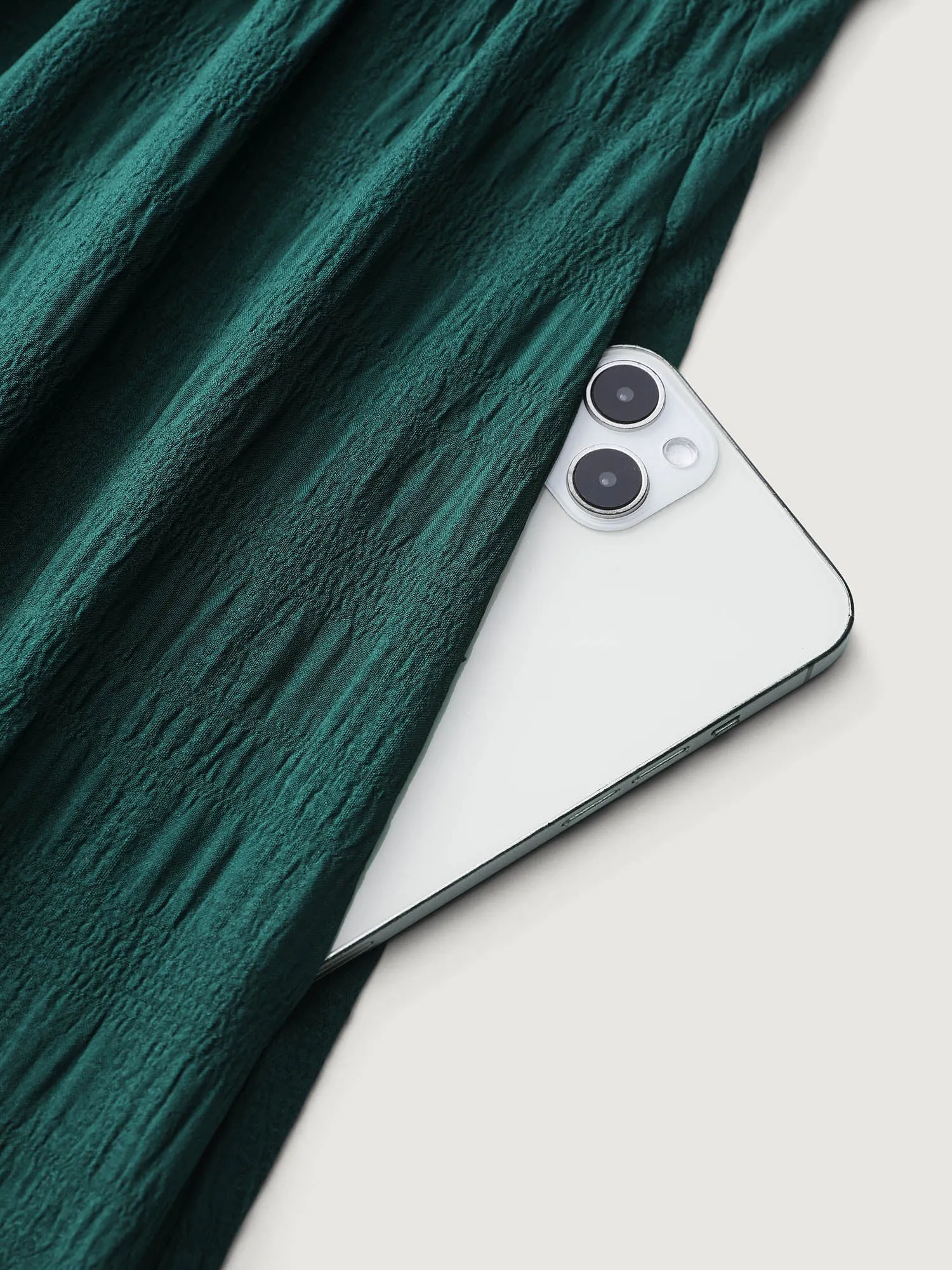 Textured Ruffled Neck Shirred Drawstring Midi Dress sold by Bloomchic product image thumbnail 5