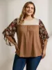 Colorblock Floral Sleeve Flowy Knit Top sold by Bloomchic