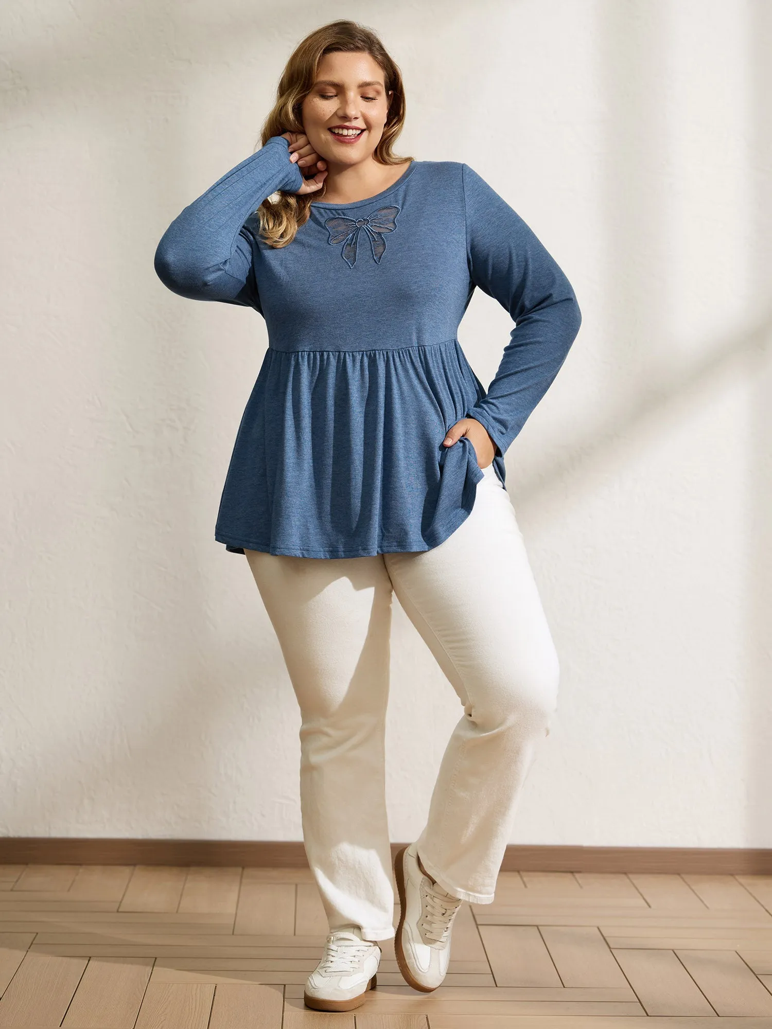 Supersoft Bowknot Cut-Out Knit Top sold by Bloomchic product image thumbnail 3