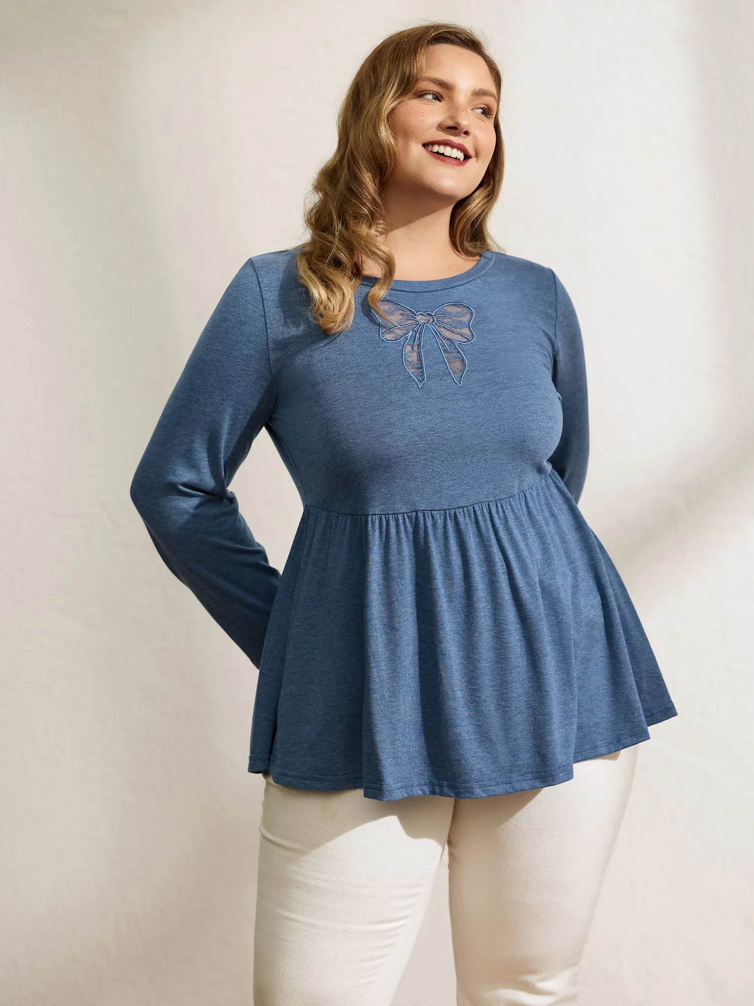 Supersoft Bowknot Cut-Out Knit Top sold by Bloomchic