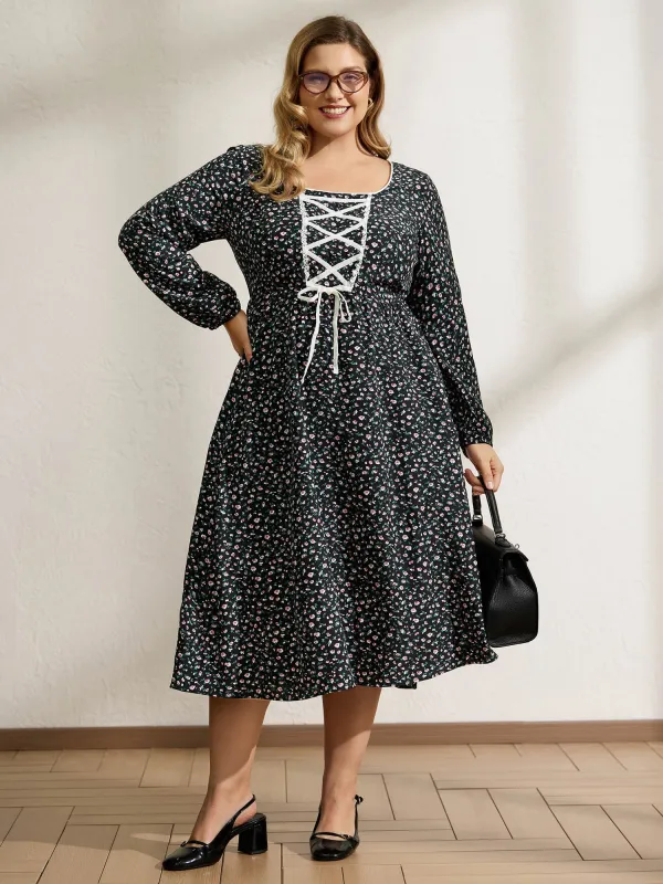 Micro Floral Print Adjustable Drawstring Maxi Dress sold by Bloomchic