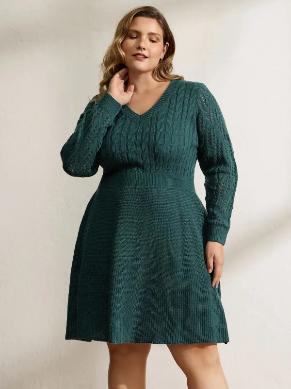 Textured Cut-Out Sleeve Sweater Midi Dress sold by Bloomchic