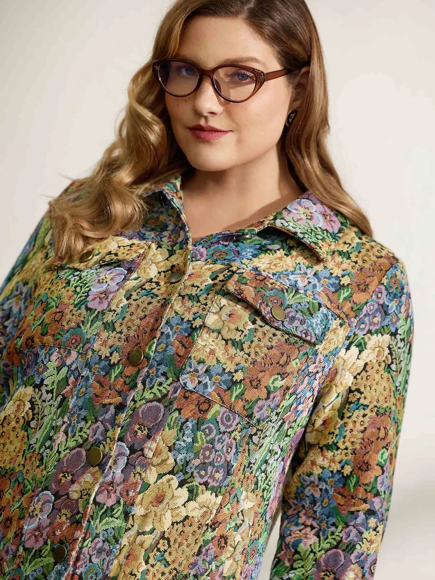 Floral Textured Lined Pockets Coat sold by Bloomchic product image thumbnail 2