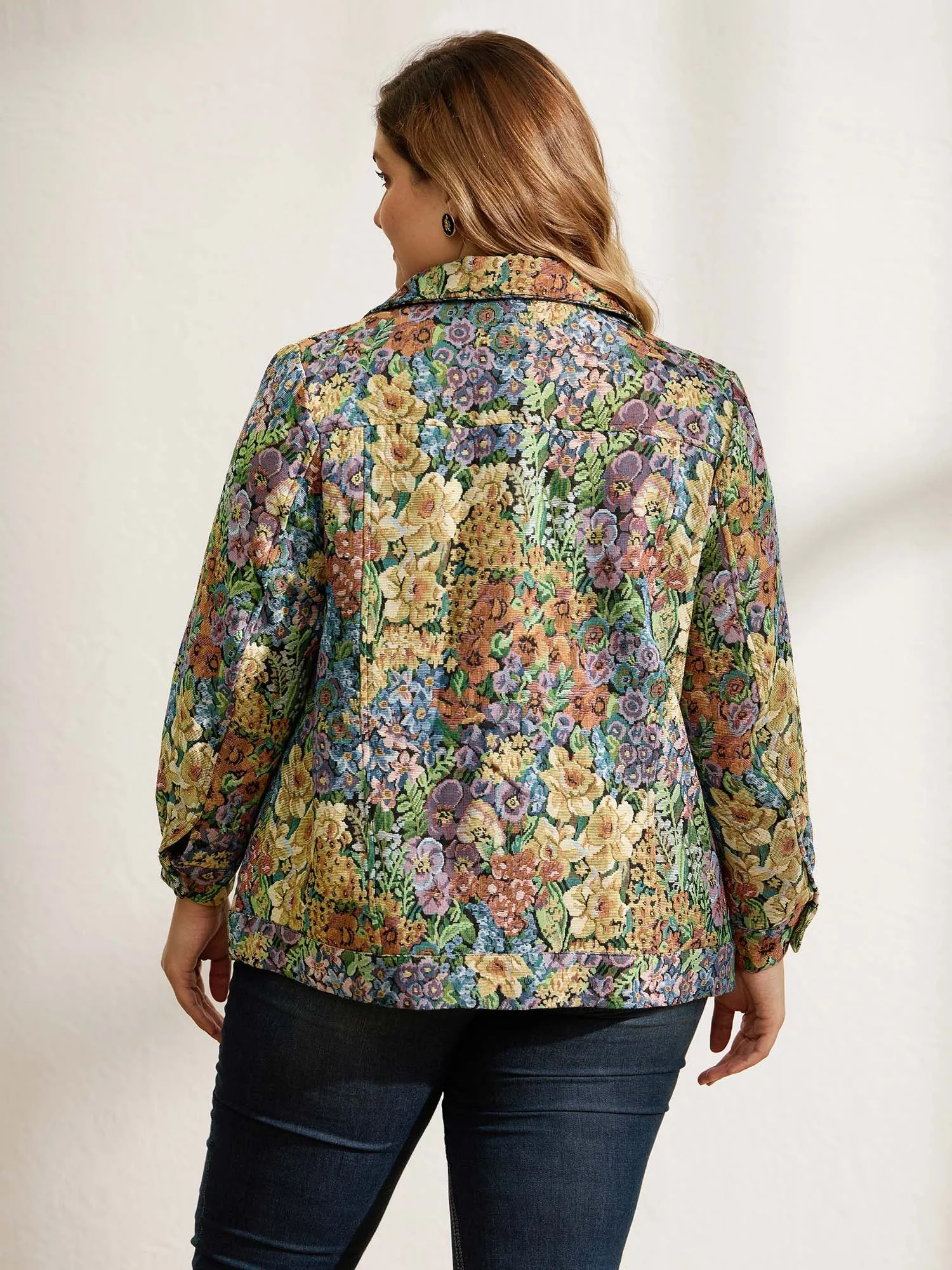 Floral Textured Lined Pockets Coat sold by Bloomchic product image thumbnail 3