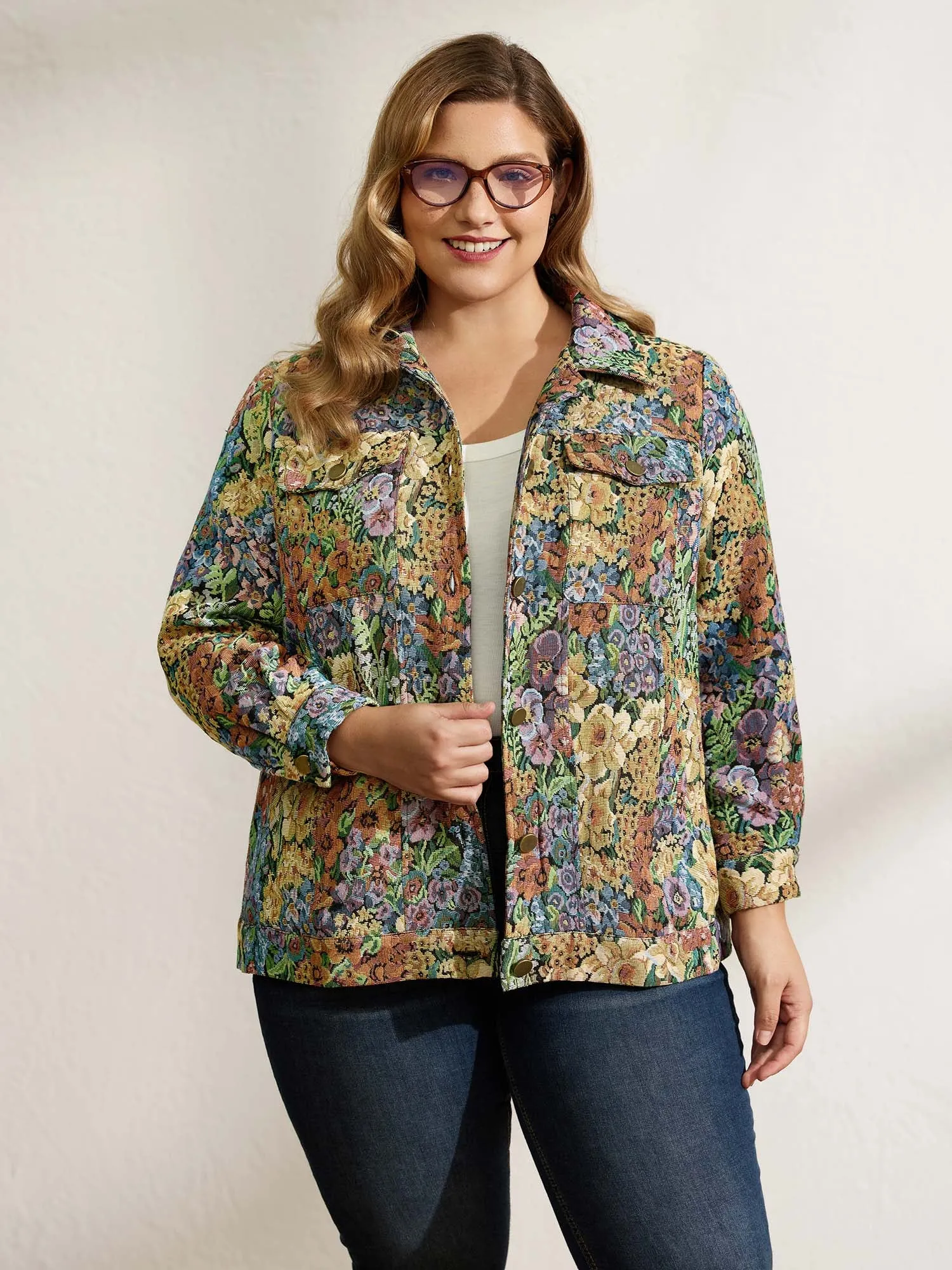 Floral Textured Lined Pockets Coat sold by Bloomchic