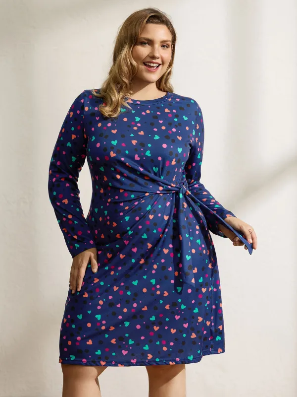 Supersoft Colorful Polka Dot Hearts Knot Midi Dress sold by Bloomchic