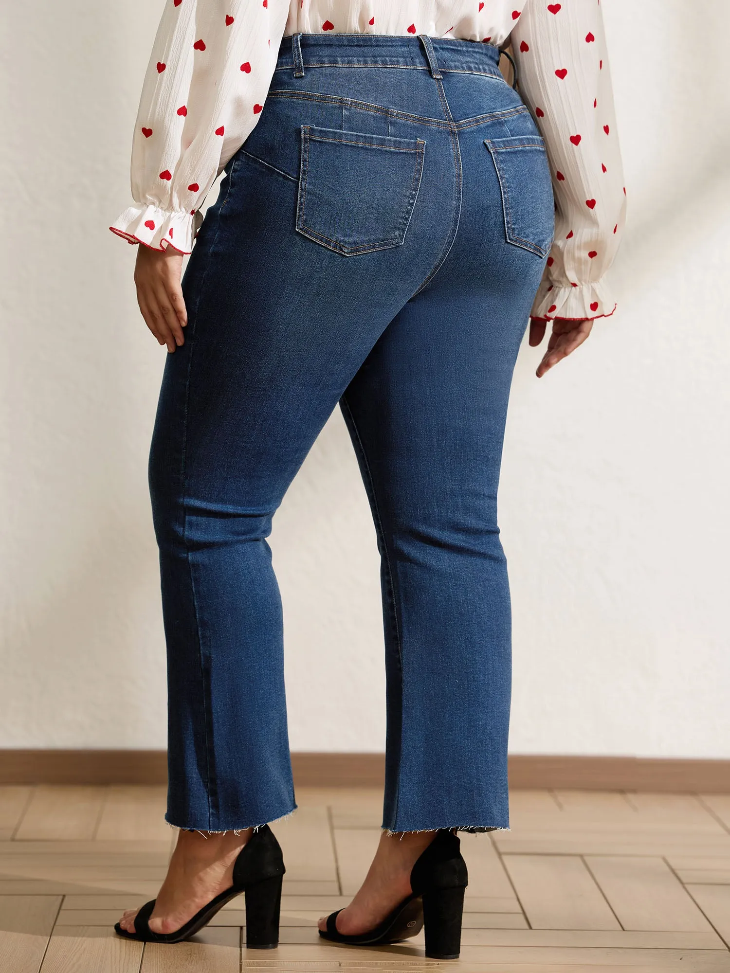 Stretchy Frayed Hem Bootcut Jeans sold by Bloomchic product image thumbnail 5