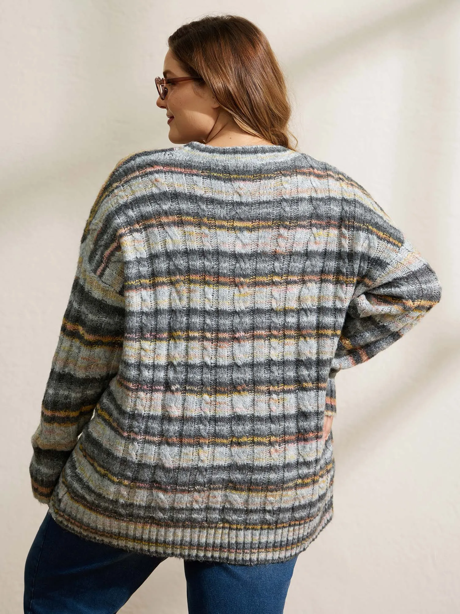 Heather Twist Textured Round Neck Pullover sold by Bloomchic product image thumbnail 4