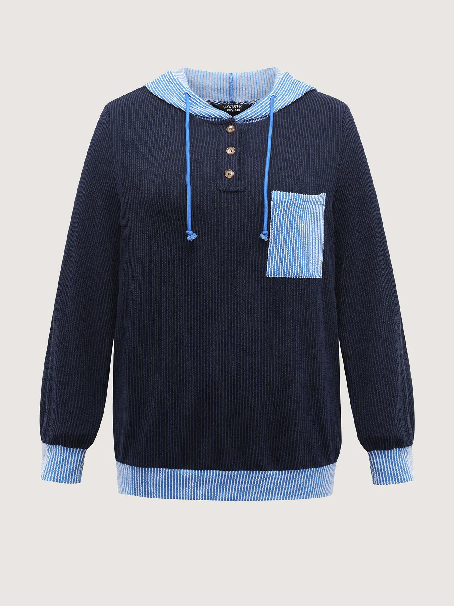 Color Contrast Textured Spliced Hoodie sold by Bloomchic product image thumbnail 5