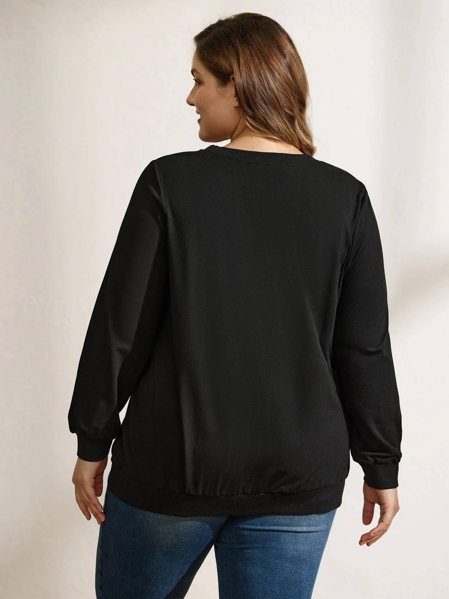 Colorful Foam Printed Hearts Stretchy Hem Sweatshirt sold by Bloomchic product image thumbnail 4