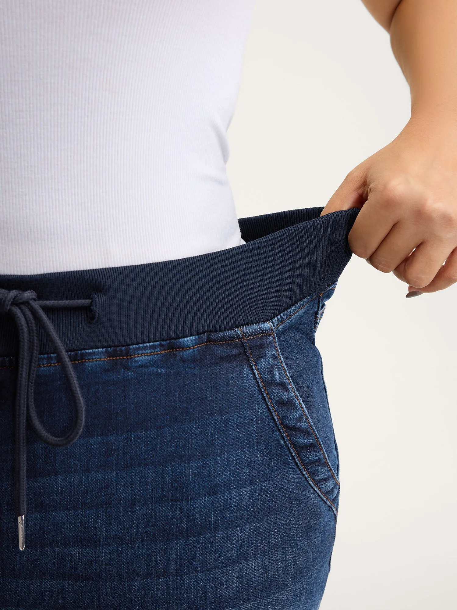 Stretch Pull-On Drawstring Skinny-Fit Jeans sold by Bloomchic product image thumbnail 3