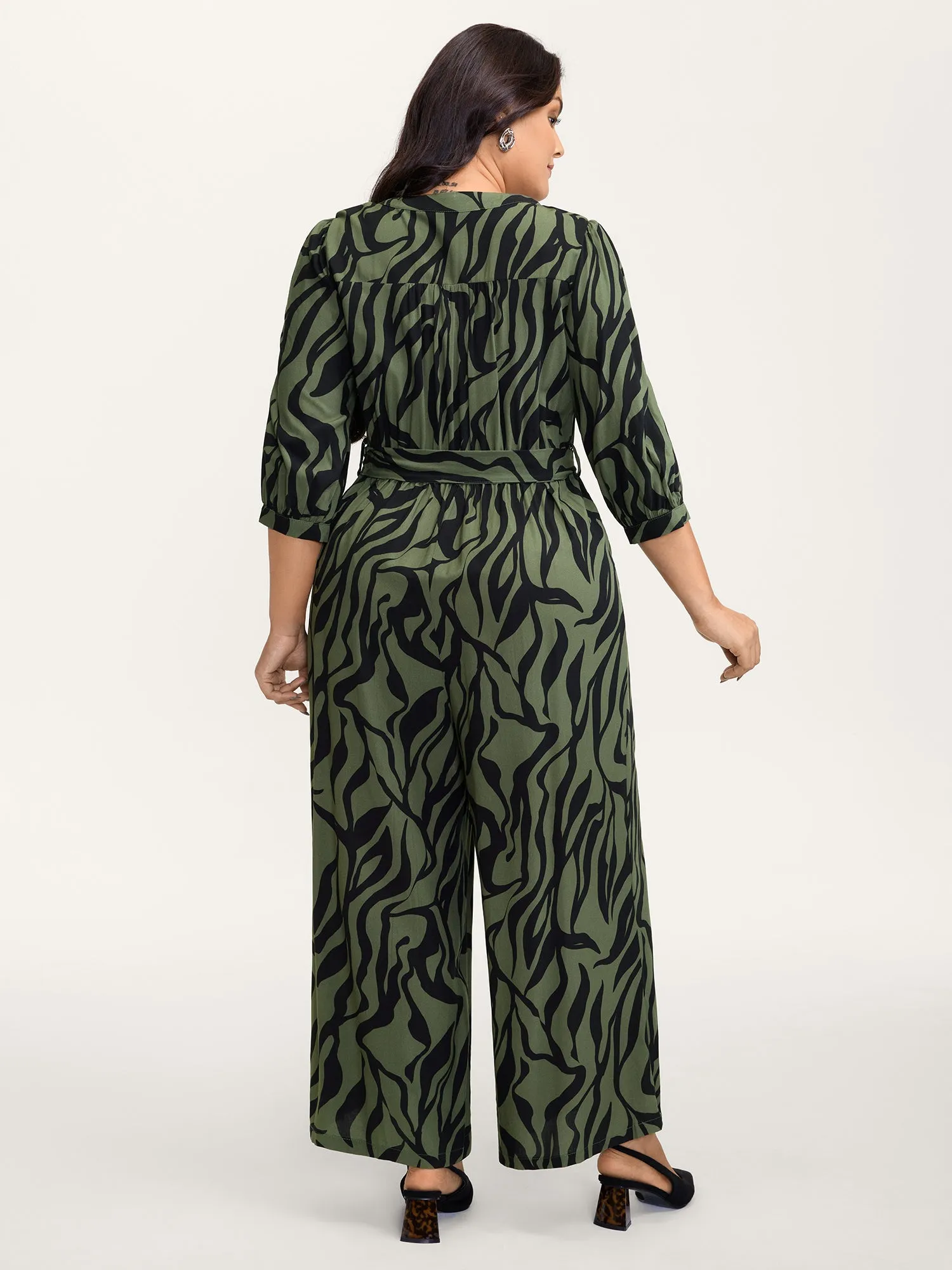 Zebra Print Stretchy Belted Waist Jumpsuit sold by Bloomchic product image thumbnail 4