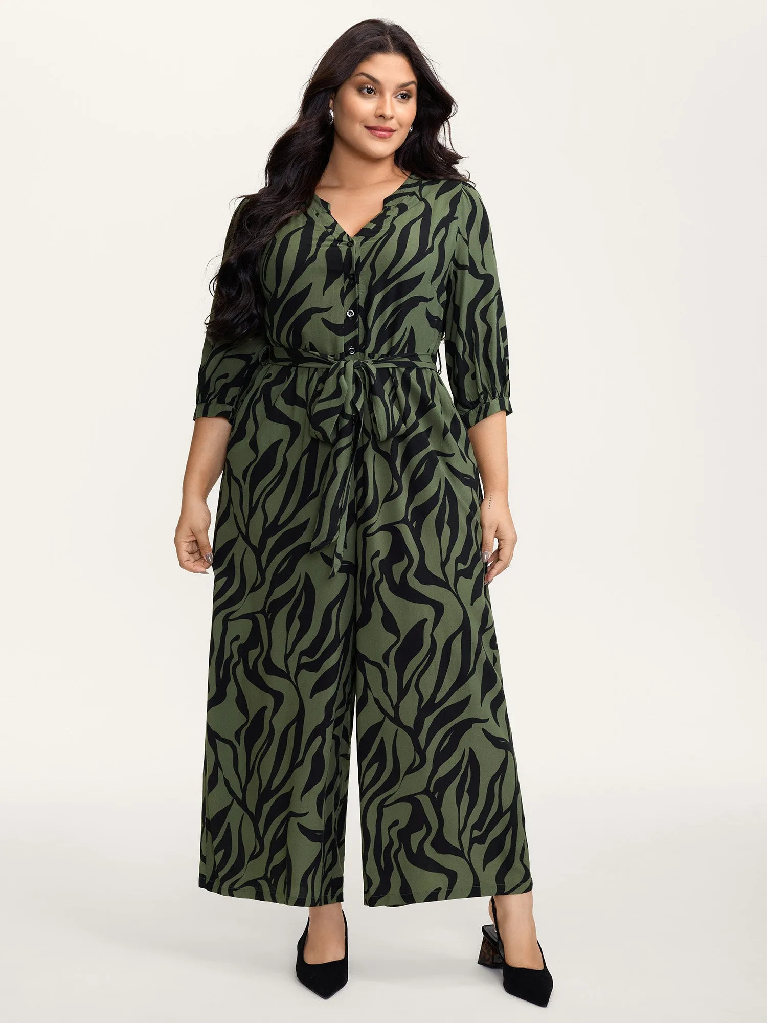 Zebra Print Stretchy Belted Waist Jumpsuit sold by Bloomchic product image thumbnail 3