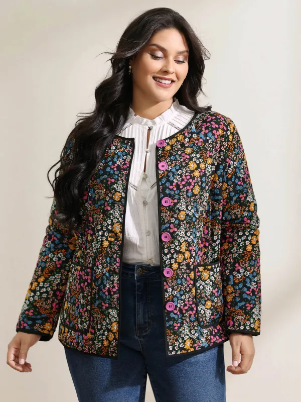 Floral Print Padded Cotton Jacket sold by Bloomchic