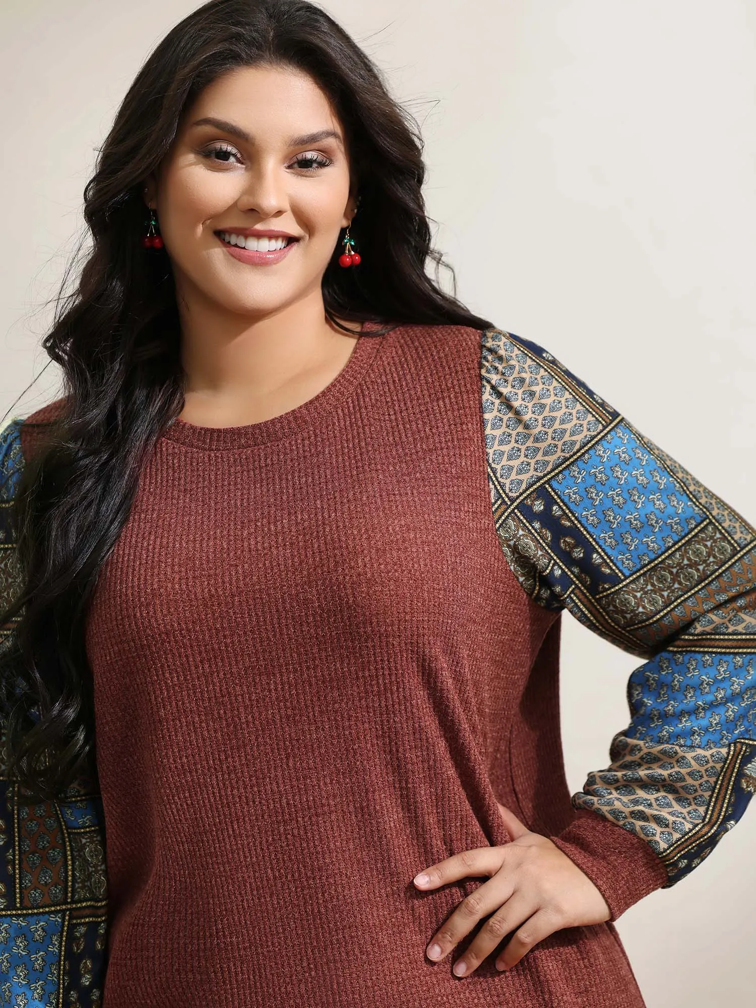 Cozy Collage Print Sleeve Contrast Sweatshirt sold by Bloomchic product image thumbnail 2