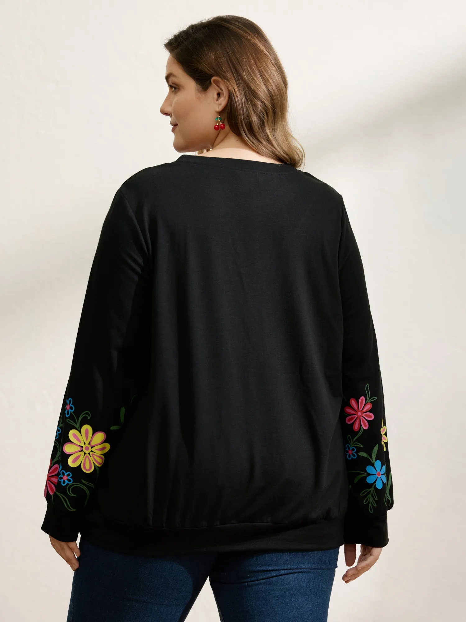 Floral Sheer Lined Contrast Sweatshirt sold by Bloomchic product image thumbnail 4