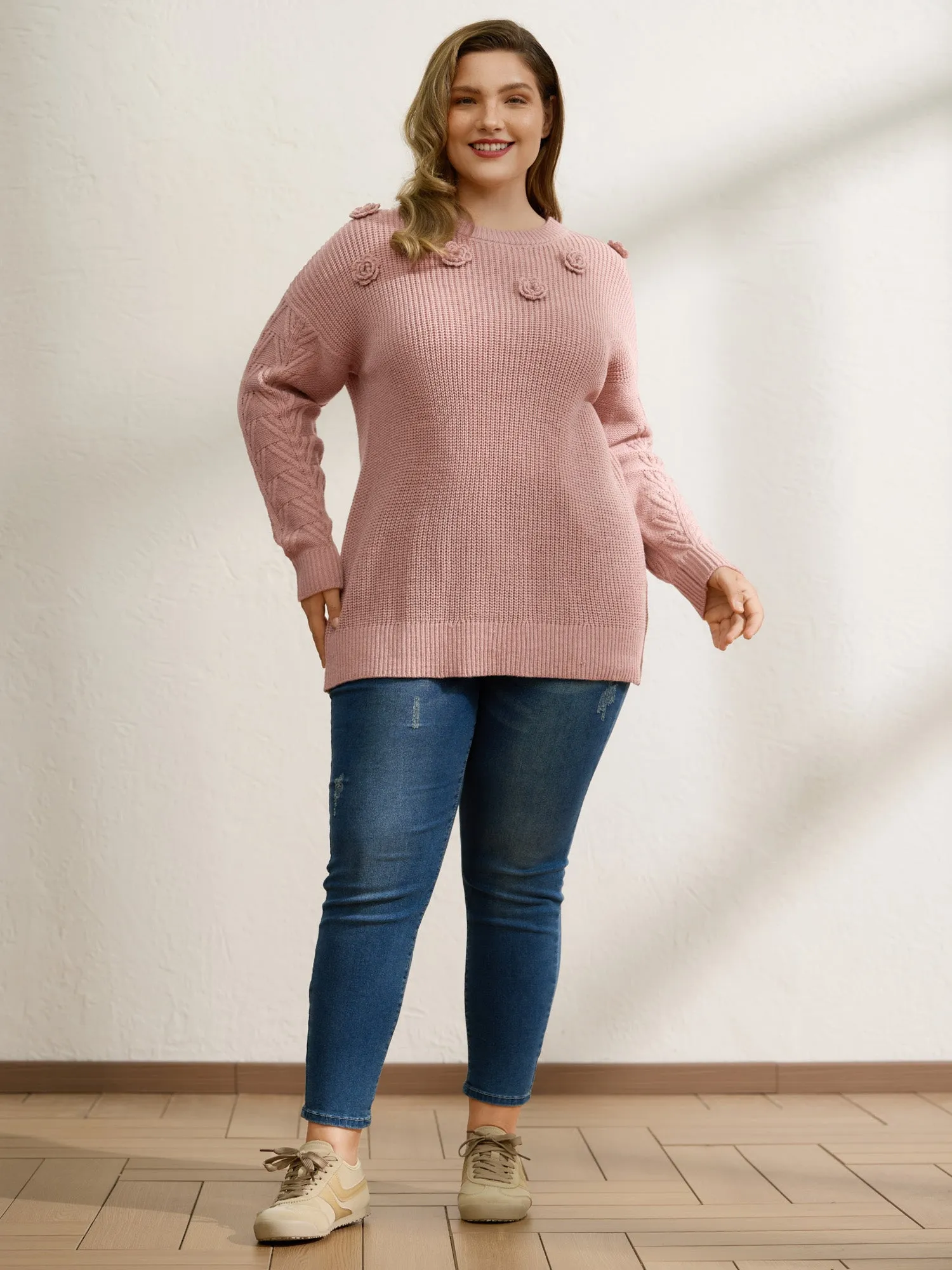 3D Floral Textured Pullover sold by Bloomchic product image thumbnail 3