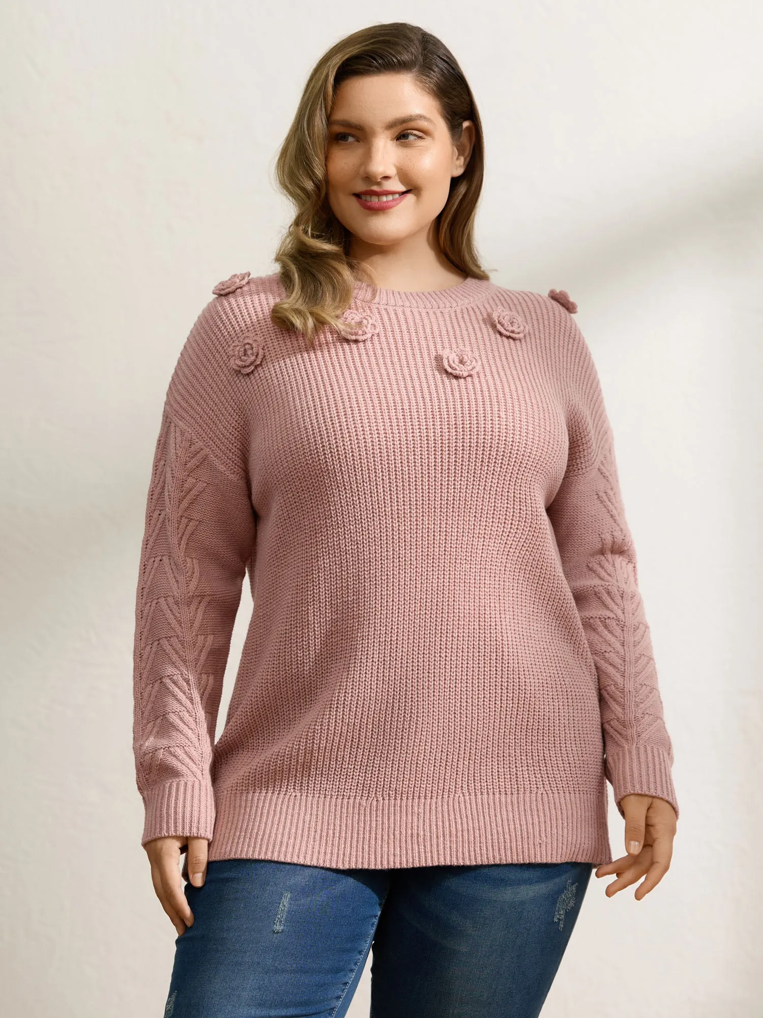 3D Floral Textured Pullover sold by Bloomchic